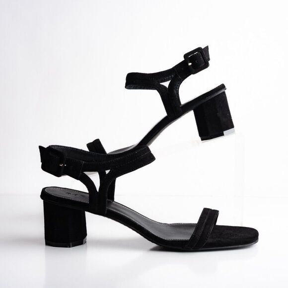 Boden Womens Suede Heels Sandals Black Strappy Open Toe US 10 EU 41 NWOB - Picture 2 of 8